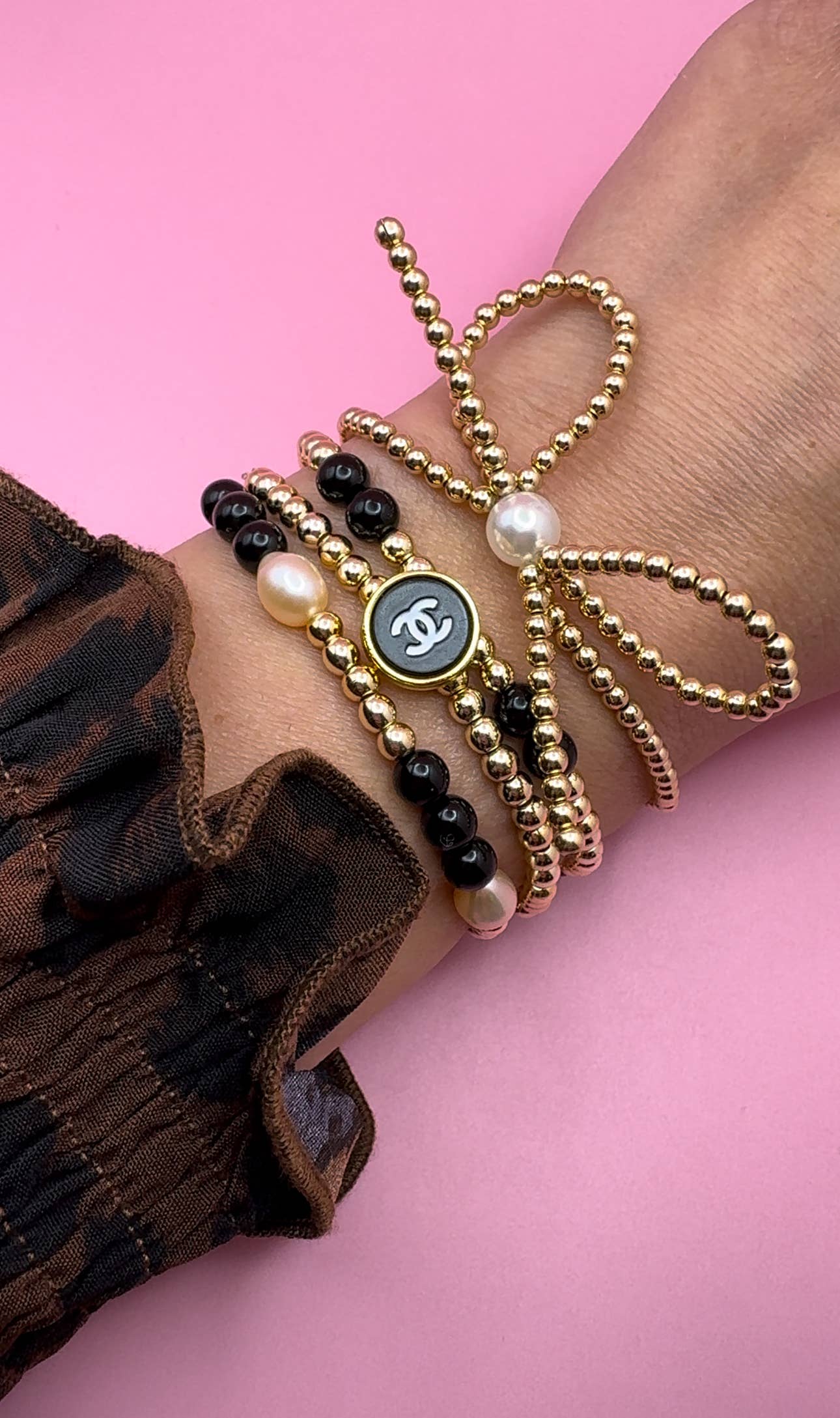 Upcycled Gold Chanel Beaded Bracelet