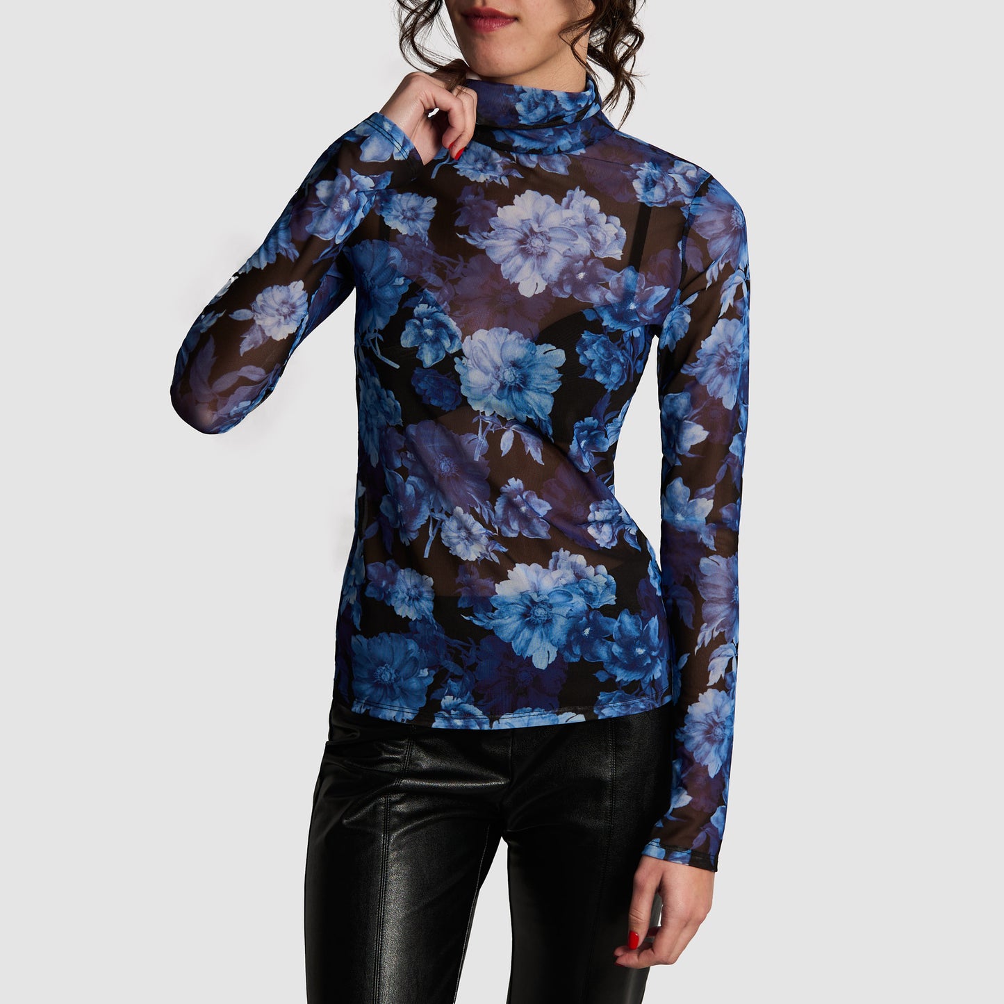 Alice + Olivia Delaina Turtleneck Mesh Top