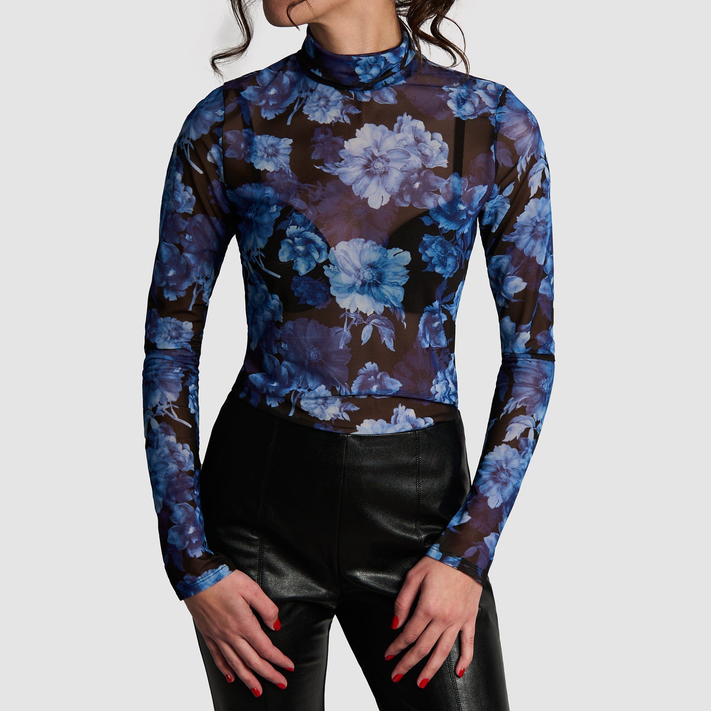Alice + Olivia Delaina Turtleneck Mesh Top