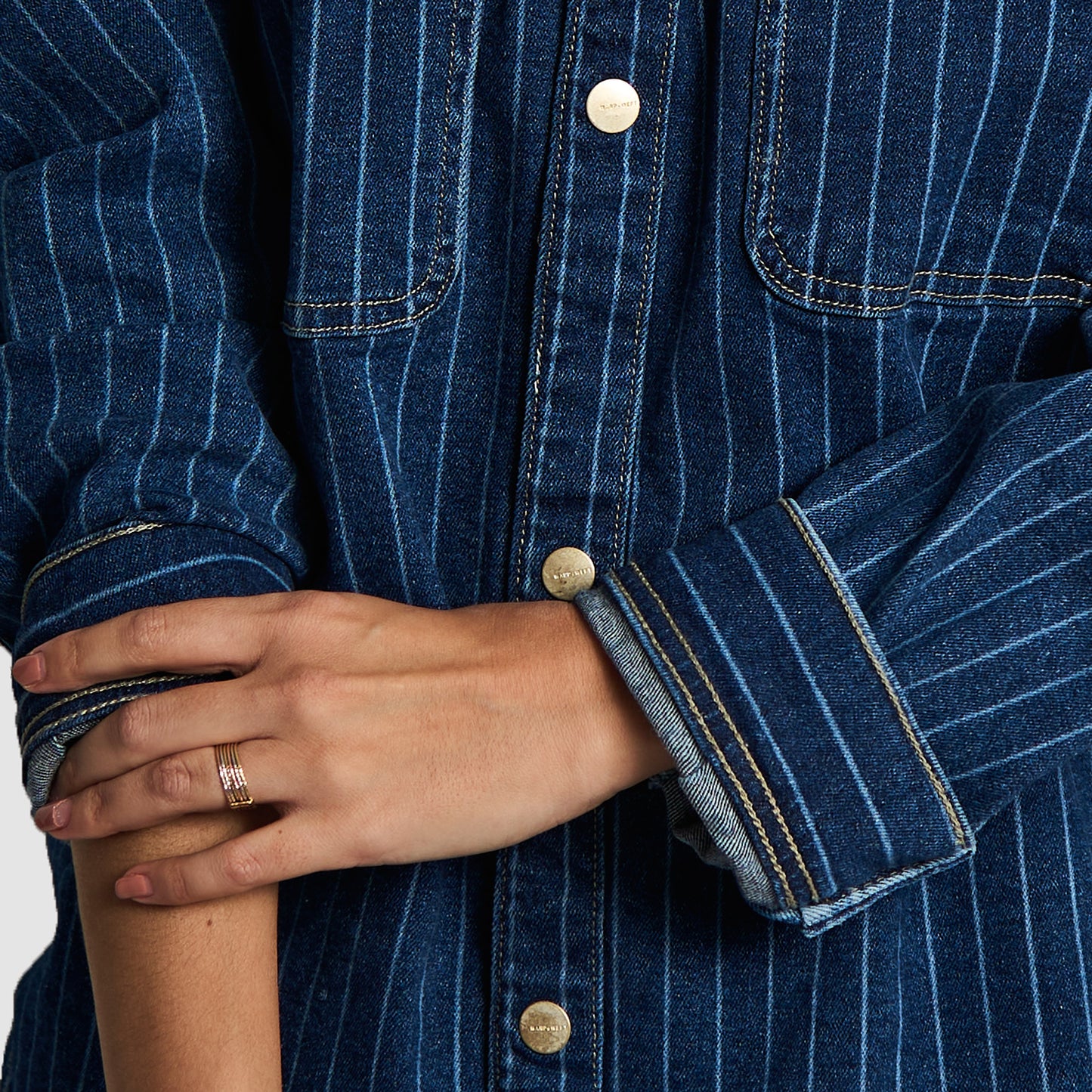 Warp + Weft Striped Denim Shirt Jacket