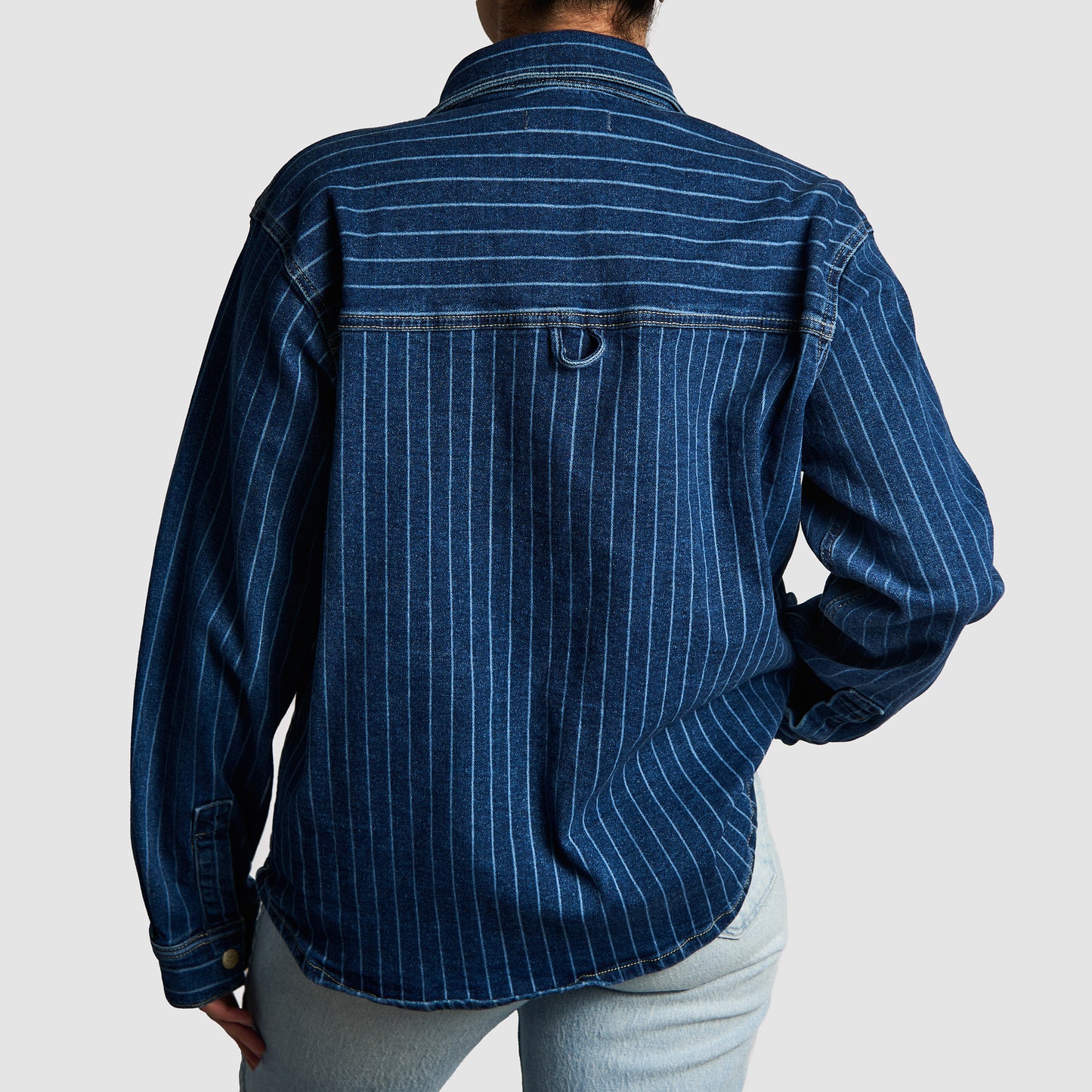 Warp + Weft Striped Denim Shirt Jacket
