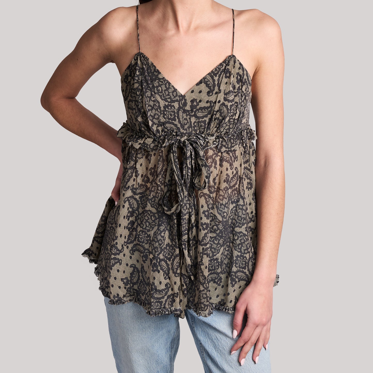 Dolce & Gabbana Silk Lace Patten Top