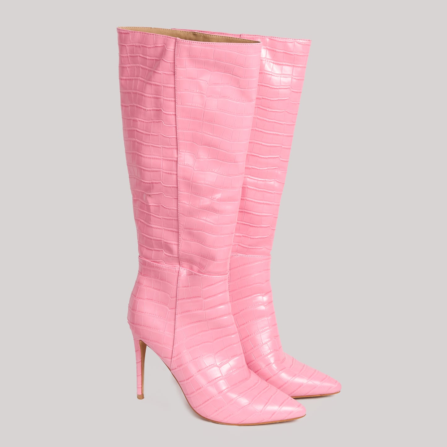 Therapy Icon Pink Croc Knee High Boots - Size 8
