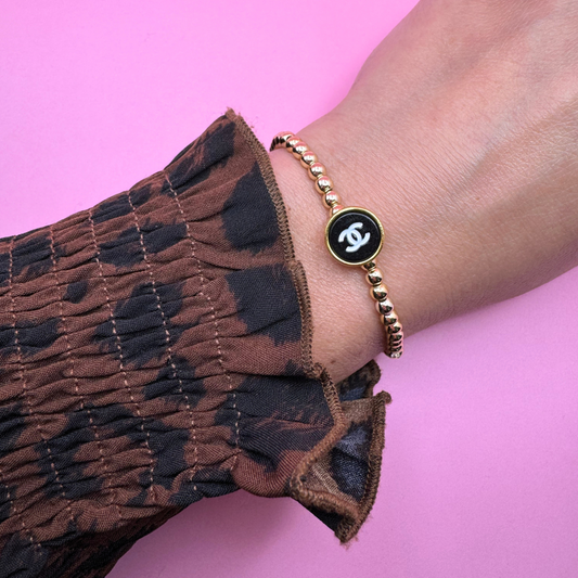 Upcycled Gold Chanel Beaded Bracelet