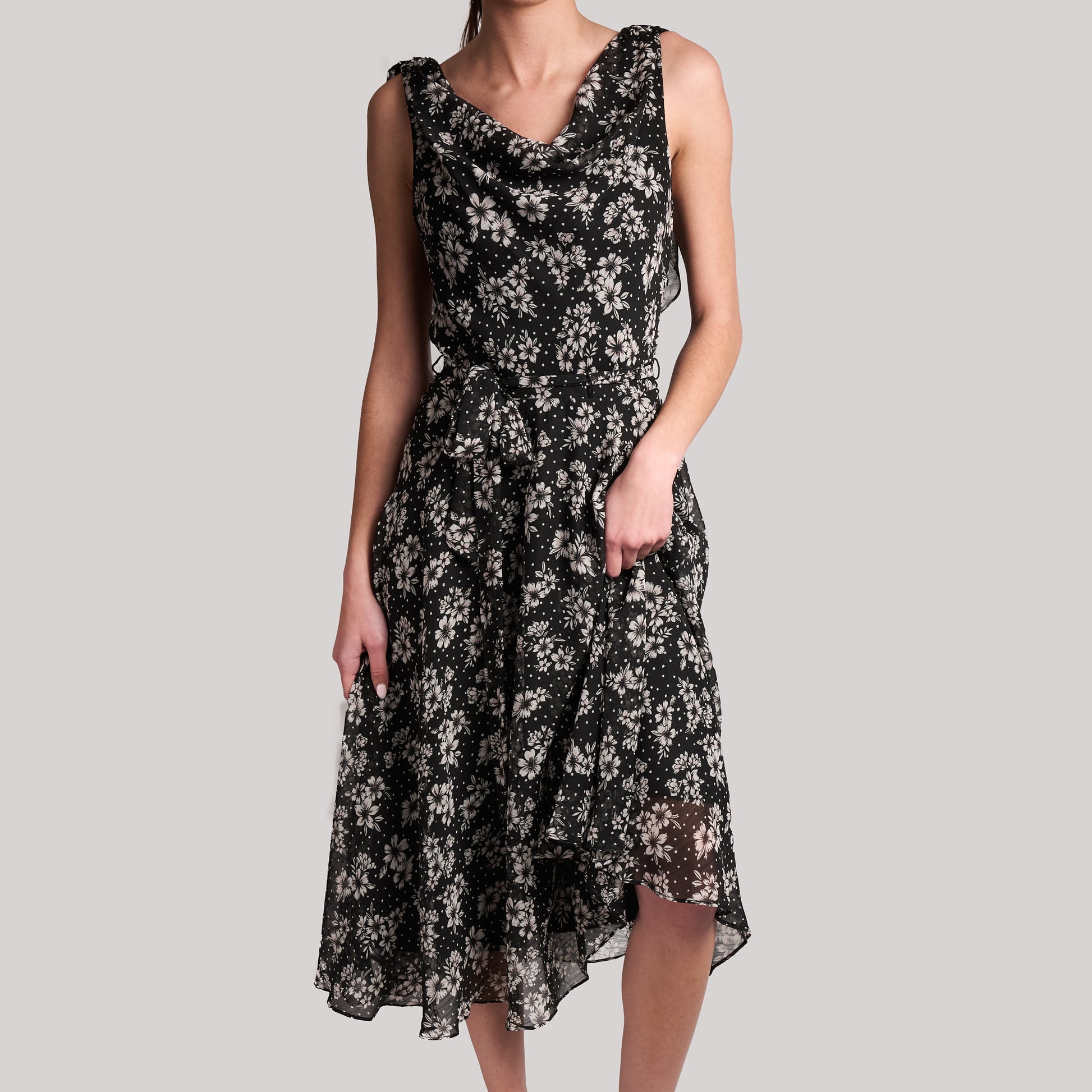 roz and ali cocktail dresses Roz and Ali Black and Pink Floral Dress