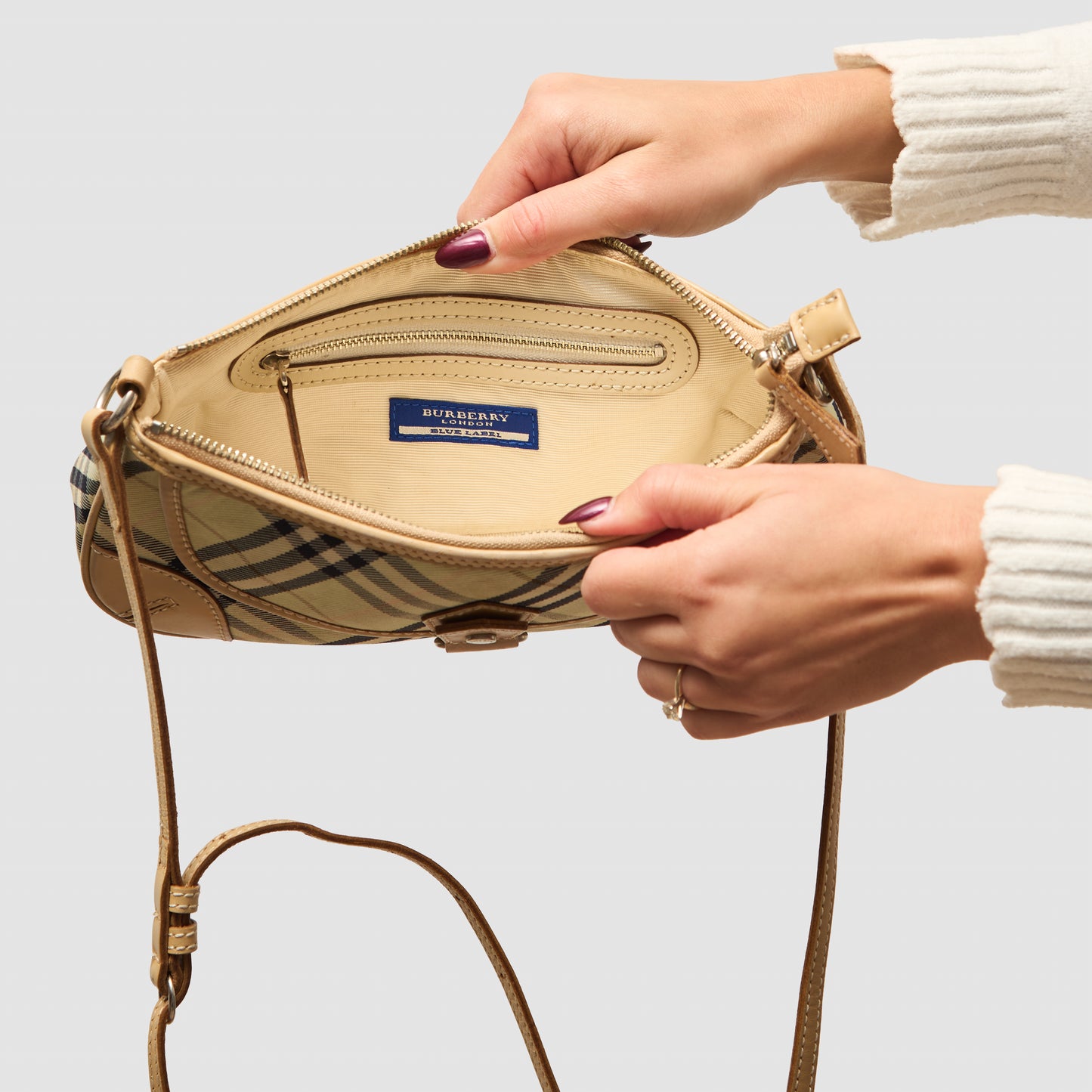 Burberry Blue Label Nova Check Crossbody Canvas Bag